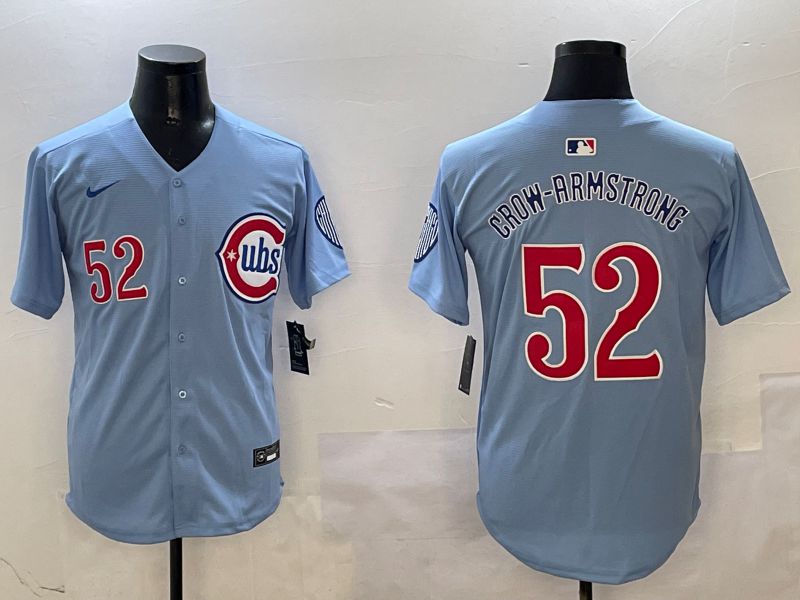Men Chicago Cubs #52 Grow-Armstrong Light Blue Throwback Fashion 2025 Nike MLB Jersey style 5